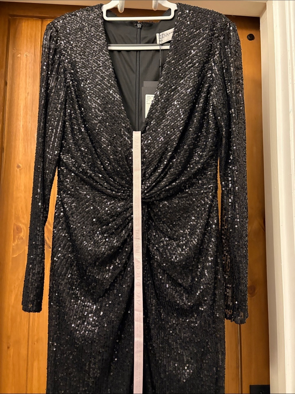 Mac Duggal 26548 Black Sequined High Low Front Twist MIDI Size 6 NWT - Picture 3 of 9